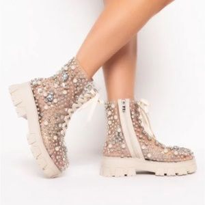 Bejeweled combat boots